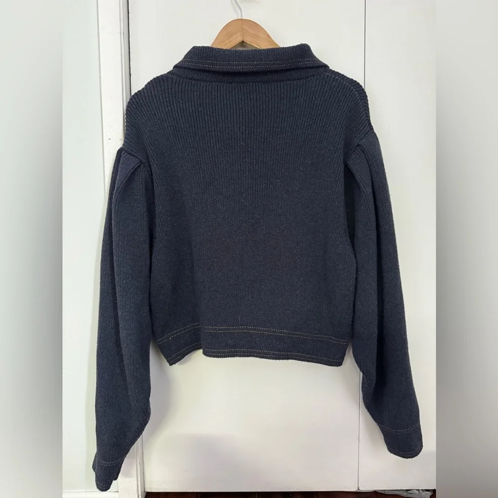 Zara Heavy Knit Cropped Jacket | Quiet Luxury Navy - Picture 8 of 11